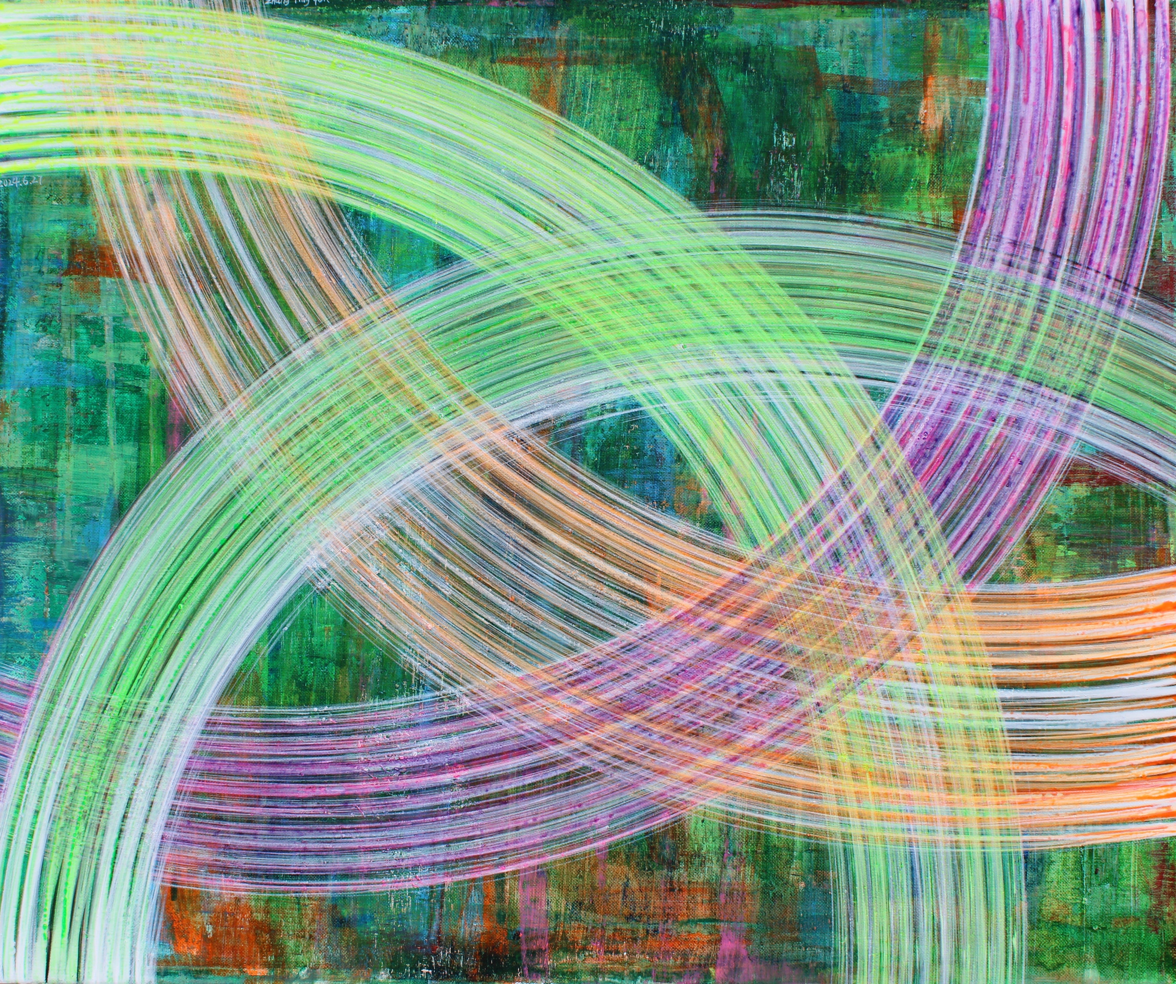 [2024.6.27] acrylic, linen,calligraphy brush，50X60CM